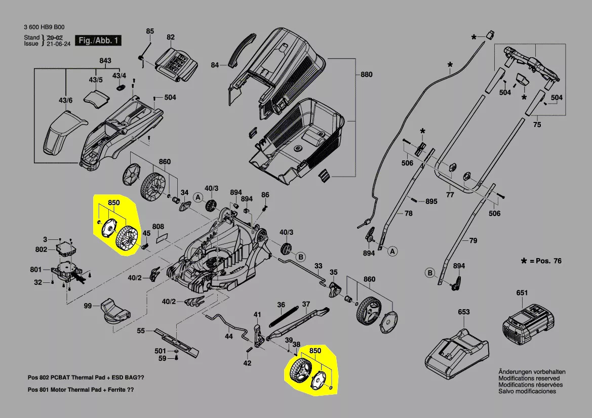 Roue avant tondeuse Bosch réf. F 016 F05 626